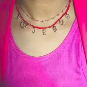 I love Jesus Cotton Rope w/ Red Enamel Bead Necklace